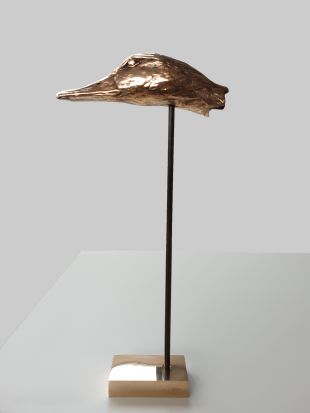 Bronze interior bird eend is bronzen beeld van een eendekop | bronzen beelden en tuinbeelden, figurative bronze sculptures van Jeanette Jansen |